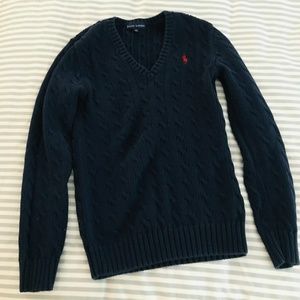 Ralph Lauren V Neck Cable Knit Sweater